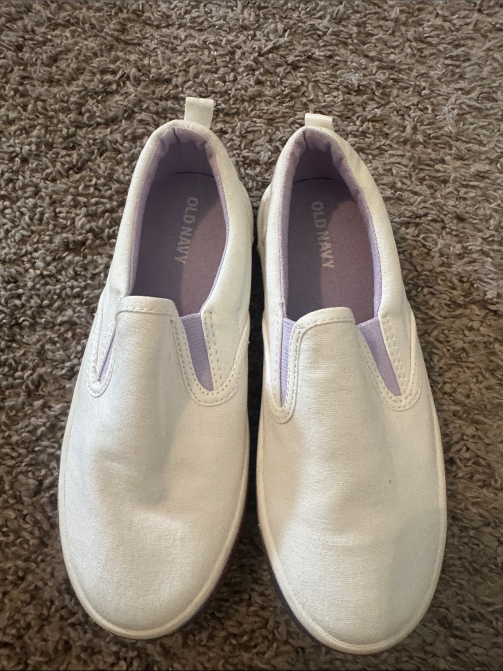 Old Navy White Slip-On Canvas Shoes with Lavender Lining